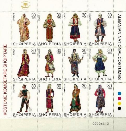 Albania Stamps 2004. NATIONAL FOLK COSTUMES. Set Sheet MNH. Mich. 2757-68