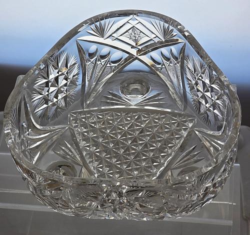 ABP cut glass Fry triangle bowl American