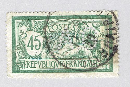 France 122 Liberty and Peace 1900 Used perfin (BP91809)