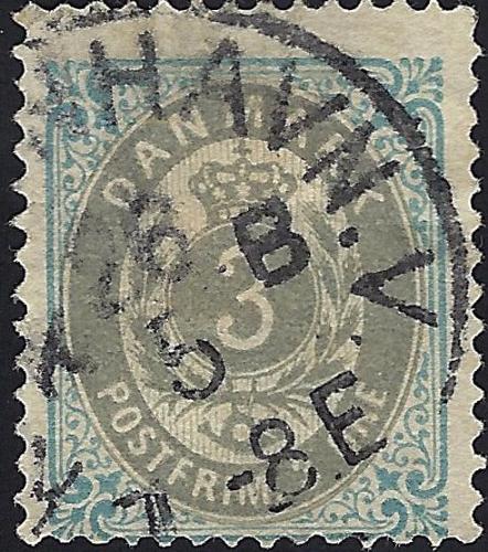Denmark Scott #25 Used VF 3o 1875-1879 Stamp CV 15.00