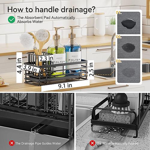 Yofidra Sponge Holder for Kitchen Sink Sink Caddy with Instant Drying Stone M...
