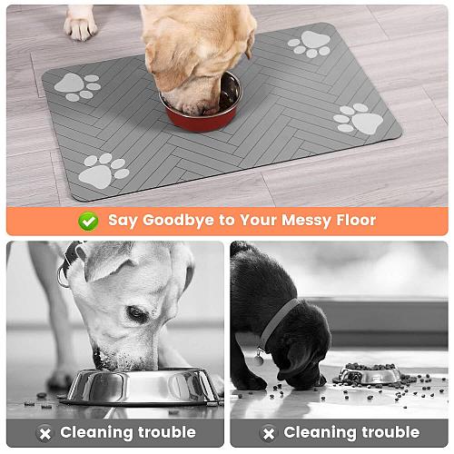 Pet Feeding Mat-Absorbent Pet Placemat for Food and Water Bowl with Waterproo...