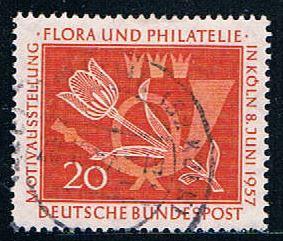 Germany 764 Used Tulip and post horn 1957 (GI0685P201)