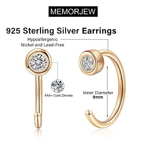 Memorjew 925 Sterling Silver Earrings for Women Dainty Tiny Cubic Zirconia Op...