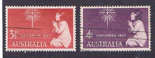 Australia 306-07 Used set Child Praying 1957 (A0514)