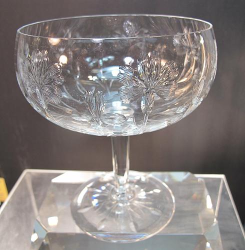 Cut glass dessert stemware Hand cut vintage Lilly