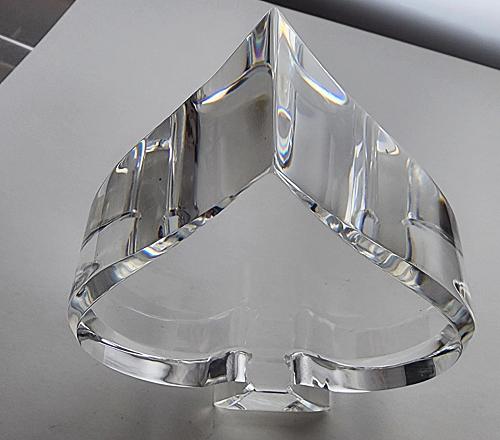 Optical clear Crystal Spade shape sculpture signed Peter ORourke