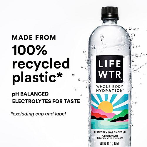 LIFEWTR Premium Purified Water pH Balanced with Electrolytes 100% recycled pl...