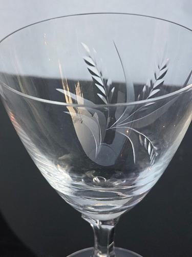 4 Signed Fostoria goblets glass Wheat pattern Hand cut Crystal
