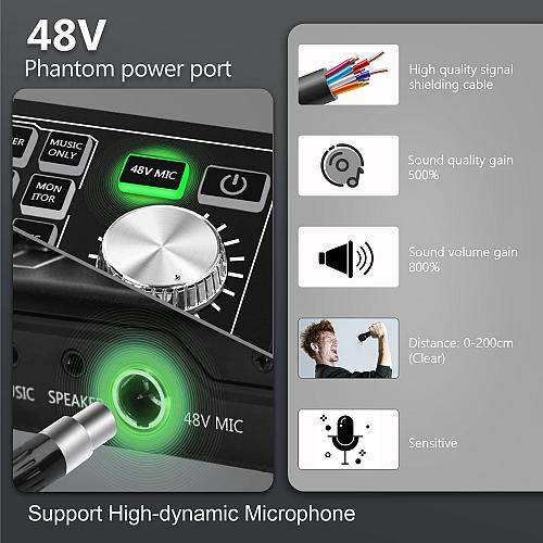 Podcast Equipment Bundle for 2 Audio Mixer with Condenser Microphone and 48V ...