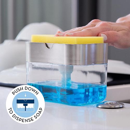 S&T INC. Dish Soap Dispenser and Sponge Holder for Kitchen Sink Sponge Includ...