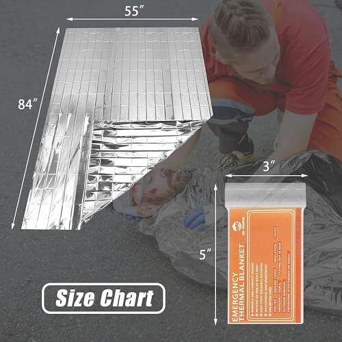 QIO CHUANG Emergency Mylar Thermal Blankets -Space Blanket Survival kit Campi...