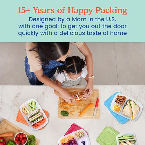 Bentgo Easyboxes - Original Stackable Lunch Boxes - Reusable 3-Compartment Fo...