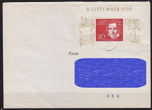 GERMANY BUND [1959] MiNr 0317 ( Brief ) [01] Musik