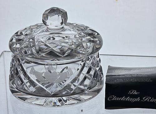 Galway crystal Signed Claddagh covered box