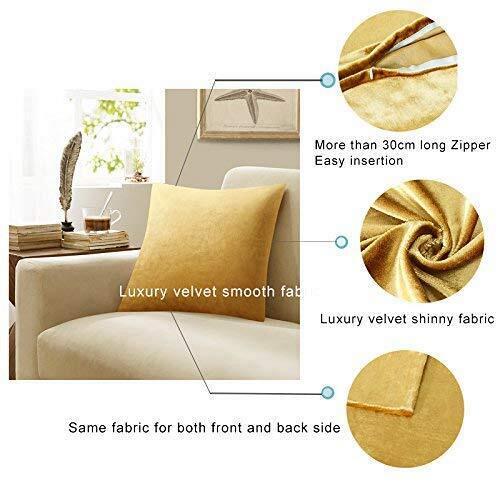 GIGIZAZA Gold Velvet Decorative Throw Pillow Covers18x18 Pillow Covers for Co...