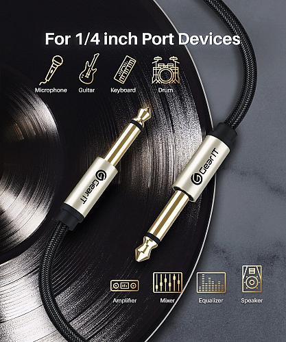 GearIT Guitar Instrument Cable 25ft 1/4 Inch to 1/4 inch TS Straight Male to ...