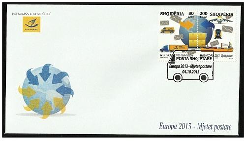 Albania Stamps 2013. CEPT Europe/Europa - Postal means. FDC MNH
