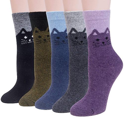 Justay 5 Pairs Womens Wool Socks Thick Warm Winter Socks Casual Cozy Socks Vi...