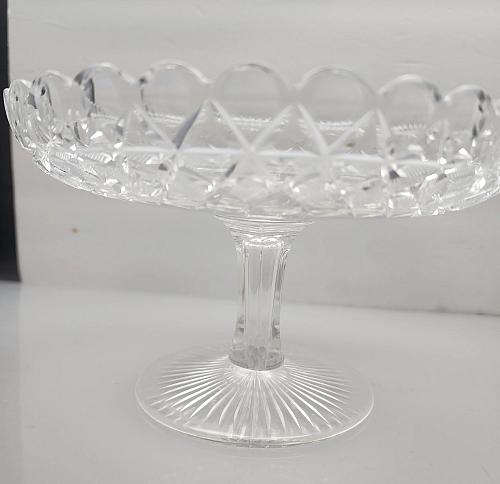 American Brilliant Period Cut Glass compote, Antique c11925