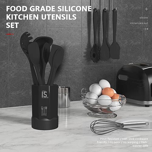 Silicone Cooking Utensils Set - 446°F Heat Resistant Kitchen UtensilsTurner T...