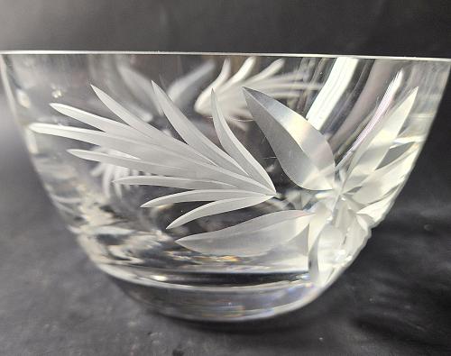 Signed Lenox poinsettia hand-cut crystal bowl Made in USA
