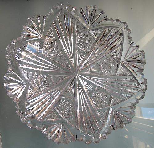 Signed Libbey new brilliant American Period Cut Glass low bowl Antique crystal