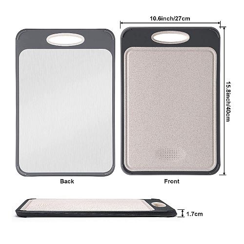 Cutting Board Double Sided GUANCI Large Size 16”×11” 304 Stainless Steel Cutt...