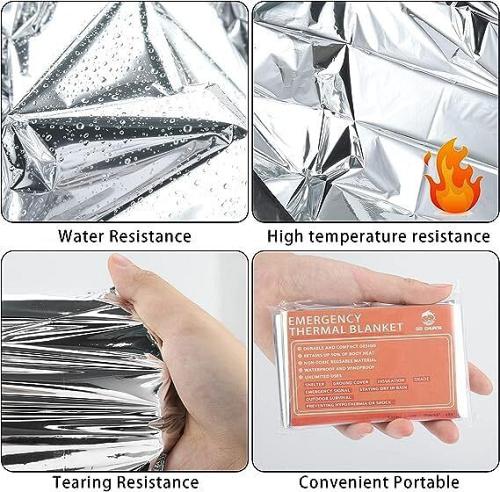 QIO CHUANG Emergency Mylar Thermal Blankets -Space Blanket Survival kit Campi...