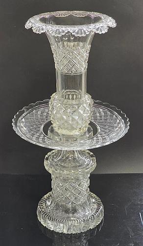 3 part Cut glass vase antique