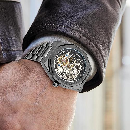 FORSINING Vintage Watch for Men Engraved Automatic Self-Wind Mechanical Big D...