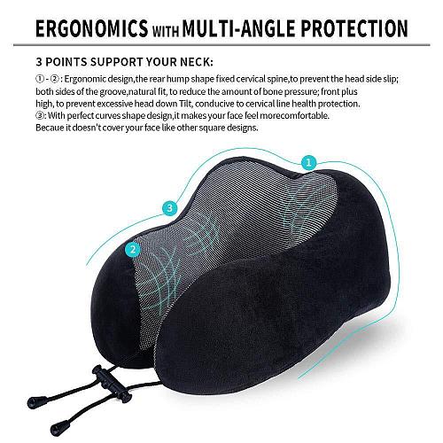 Travel Pillow Best Memory Foam Neck Pillow Head Support Soft Pillow for Sleep...