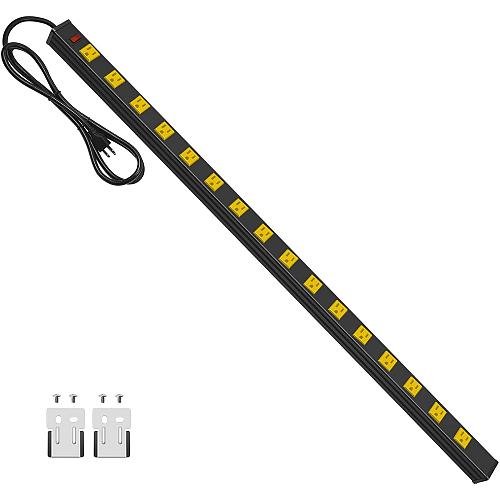 JUNNUJ Long Metal 16 Outlet Power Strip Wide Spaced Garage Industrial Power S...
