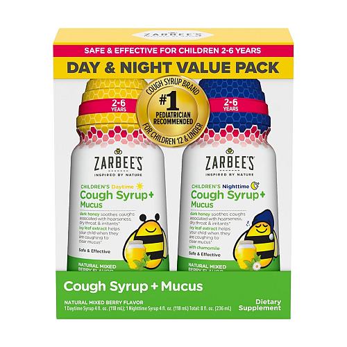 Zarbee's Children's Cough Syrup + Mucus Day & Night Value Pack Daytime & Nigh...