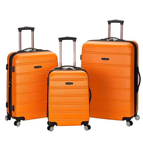 Rockland Melbourne Hardside Expandable Luggage with Spinner Wheels Orange 3-P...