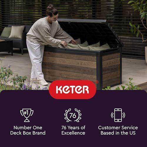 Keter City 30 Gallon Resin Deck Box for Patio Furniture
