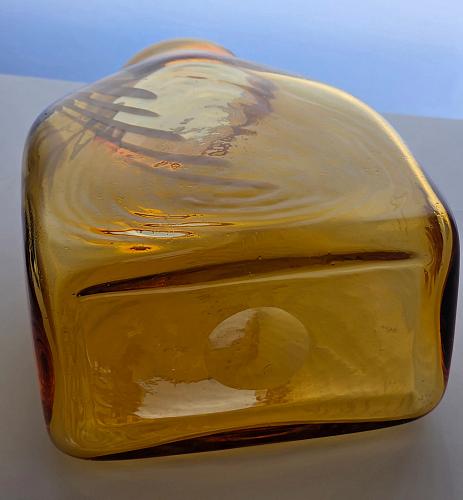 Amber Art glass white swirl rectangular