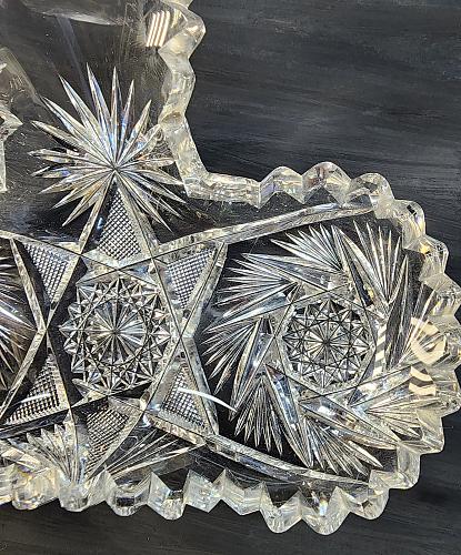 ABP Brilliant Period Cut Glass bon bon dish Antique