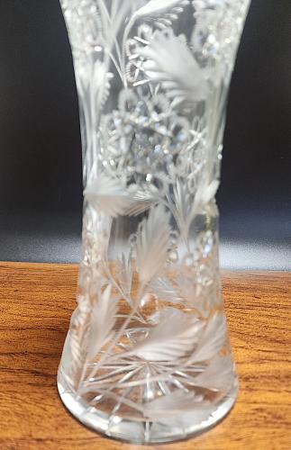 Cut glass corset vase antique