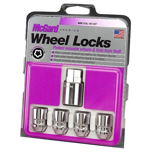 McGard 24157 Chrome Wheel Lock Set Cone Seat M12x1.5 Thread 13/16 Key Hex