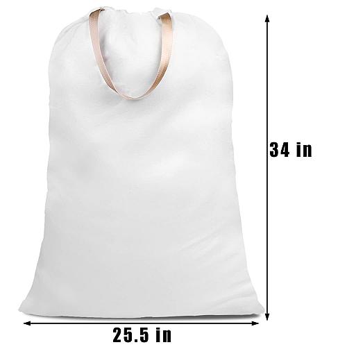 SANFERGE Cotton Canvas Laundry Bag with Handles & Drawstring Straps Heavy Dut...