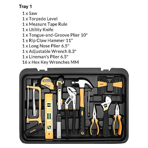 DEKOPRO 258 Piece Tool Kit with Rolling Tool Box Socket Wrench Hand Tool Set ...