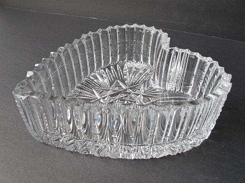 American Brilliant Period Cut Glass heart shape dish Antique abp