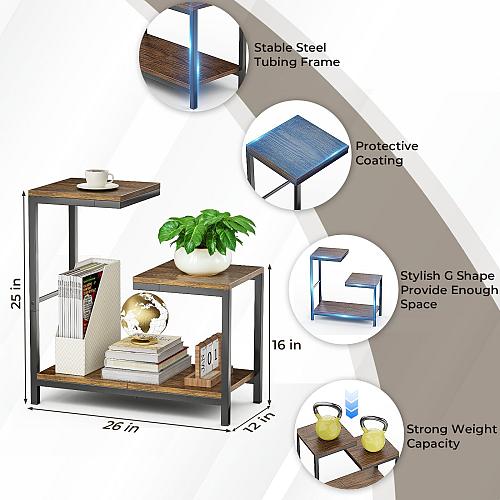 Venkuber G-Shaped End Table - Small Side Table for Living Room Bedside Table ...