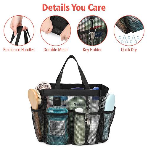 F-color Mesh Shower Caddy Portable Upgrade Deeper 7 Pockets Basket Bag Tote f...