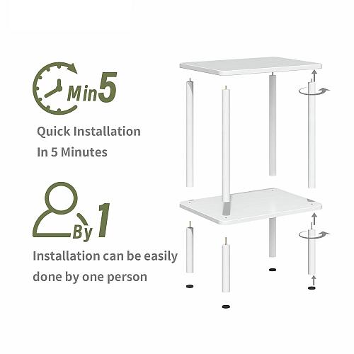 Apicizon 2 Tier End Table Boho Side Table with Storage Shelf Nightstand Bedsi...
