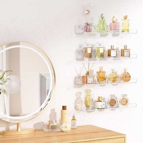 upsimples 6 Pack Acrylic Shelves for Wall Storage 15" x 4“ Floating Bookshelv...