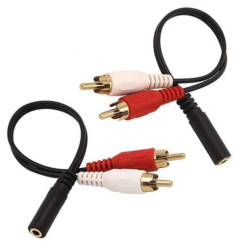 VCE 3.5mm Female to 2 RCA Male Stereo Audio Y Cable 2-Pack Gold Plated Adapte...