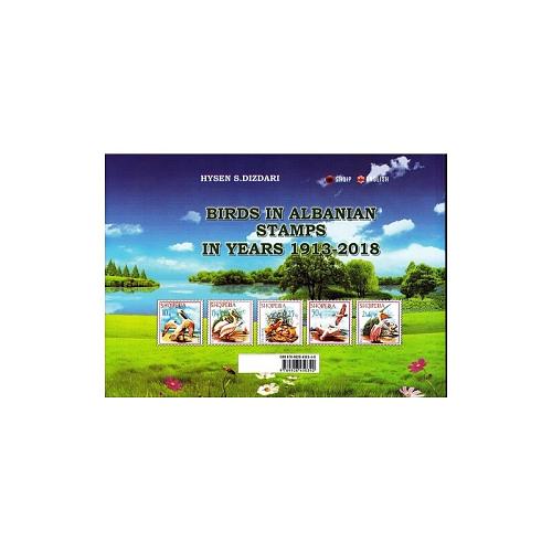 Birds in Albanian stamps in years 1913-2018. Albania and English language