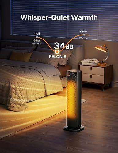 PELONIS Oscillating Ceramic Tower Indoor Space Heater for Home with Oscillati...